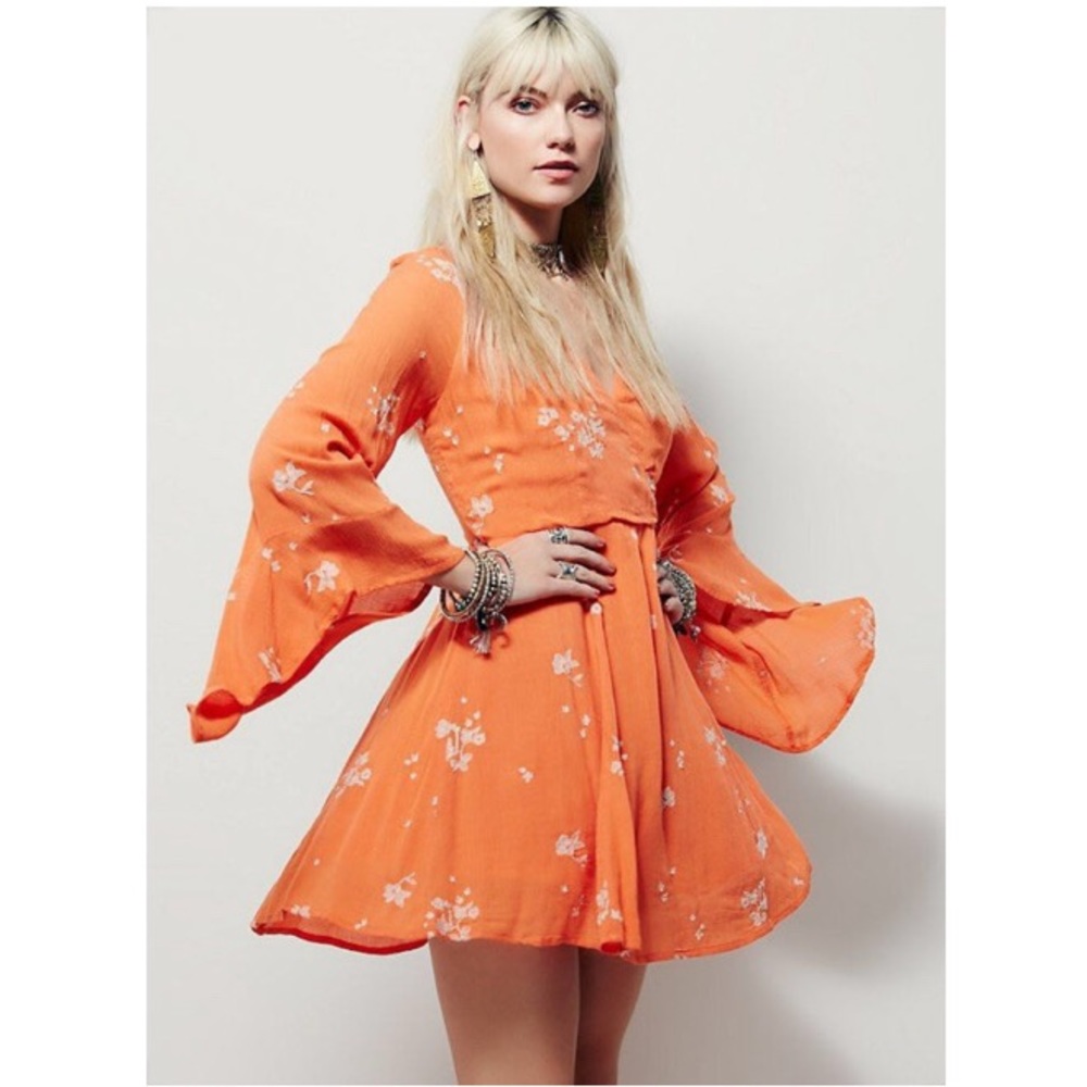 Free People Floral Bell Sleeve Dress